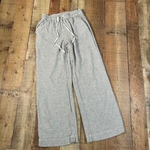 Briggs Gray White Striped Linen Blend Wide Leg Drawstring Pants Coastal Small S